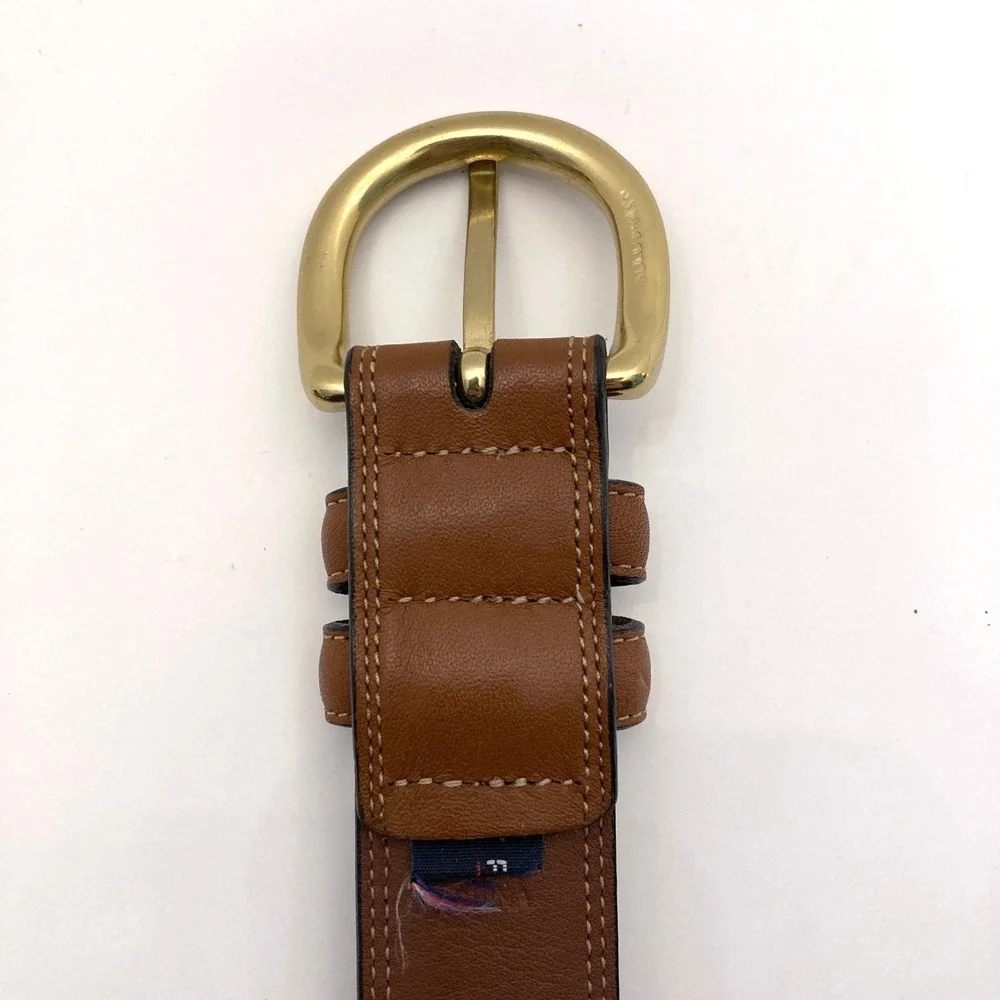 Brown Full‎ Grain Cowhide Leather Belt Brass Buckle Mens 50 1-1/8